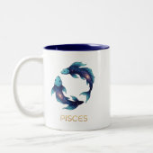 "Personalized Pisces Zodiac sign Name and traits Tweekleurige Koffiemok (Links)
