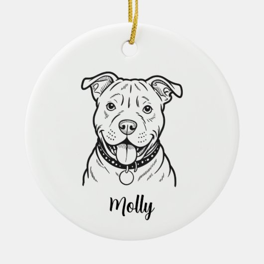 Personalized Pitbull Dog Christmas Keramisch Ornament (Voorkant)