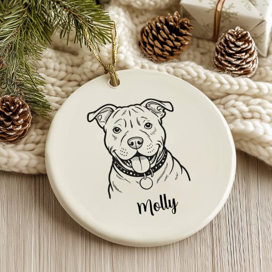 Personalized Pitbull Dog Christmas Keramisch Ornament