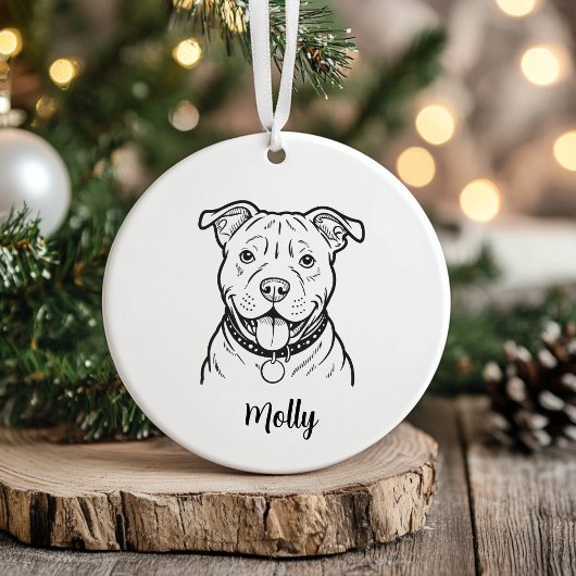 Personalized Pitbull Dog Christmas Keramisch Ornament