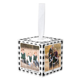 Personalized Plaid 4 Photo Christmas Grandparents Decoratie