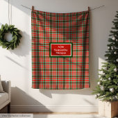 Personalized Plaid Blanket Chic Red Green Xmas Fleece Deken