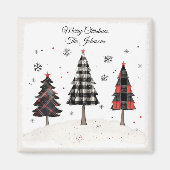 Personalized Plaid Christmas Tree Family Name Magneet (Voorkant)