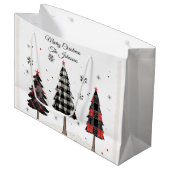 Personalized Plaid Christmas Trees Family Name Groot Cadeauzakje (Voorkant Gekanteld)