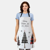 Personalized Plaid Christmas Trees Family Name Schort (Gedragen)