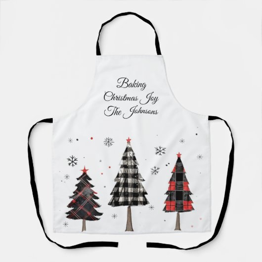 Personalized Plaid Christmas Trees Family Name Schort (Voorkant)