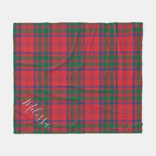 Personalized Plaid Clan Grant Tartan Pattern Fleece Deken (Voorkant (Horizontaal))