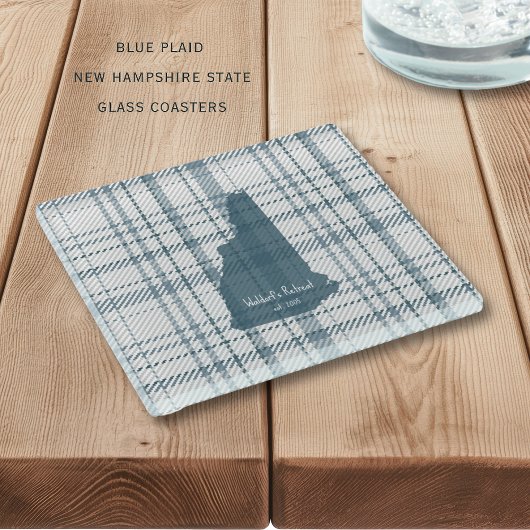 Personalized Plaid New Hampshire Glass Coaster Glazen Onderzetter