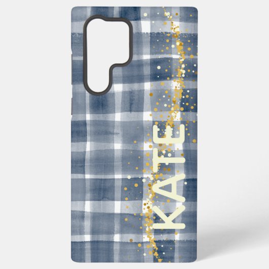 Personalized Plaid Samsung Galaxy Case with Name Samsung Galaxy Hoesje (Achterkant)