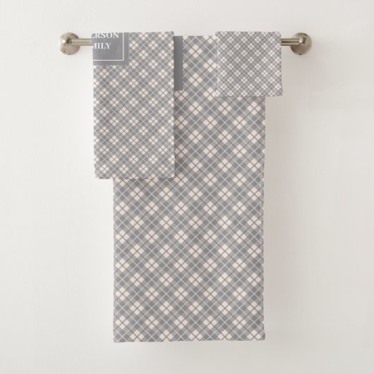 Personalized Plaid Towels Elegant Pastel Accent Bad Handdoek (Insitu)