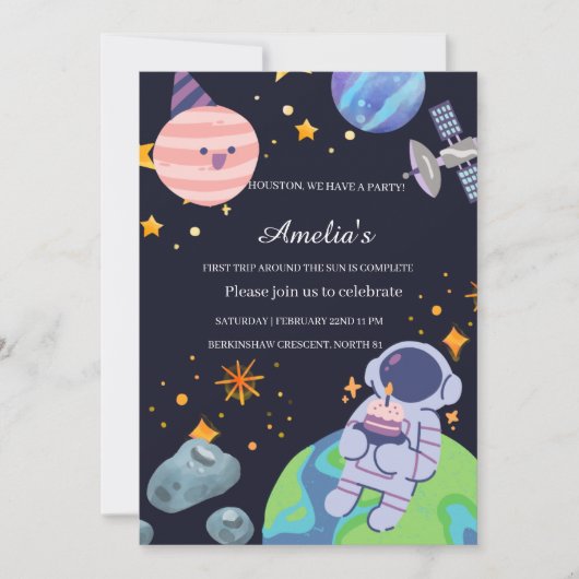 Personalized Planet Birthday Party Invitation Card Kaart (Voorkant)