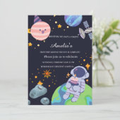Personalized Planet Birthday Party Invitation Card Kaart (Staand voorkant)