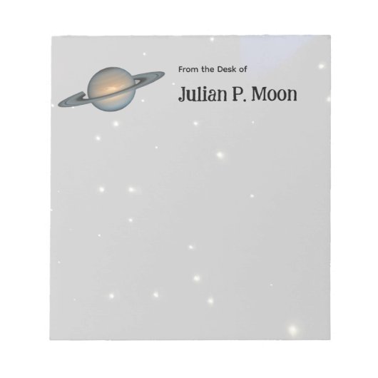 Personalized Planet Saturn with Rings Outer Space Notitieblok (Voorkant)