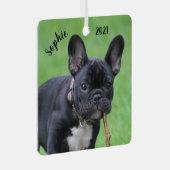 Personalized Playful French Bulldog Puppy Metalen Ornament (Voorkant Rechts)