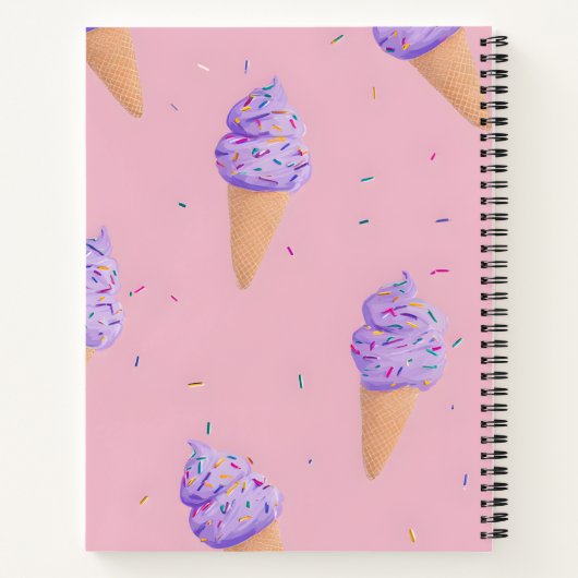 Personalized Playful Pastel Ice Cream Cone Style Notitieboek (Achterkant)