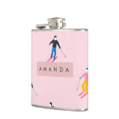 Personalized Playful Pastel Skiers Retro Heupfles (Links)