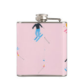 Personalized Playful Pastel Skiers Retro Heupfles (Achterkant)