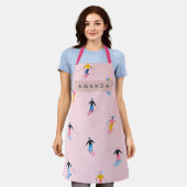 Personalized Playful Pastel Skiers Retro Schort (Gedragen)