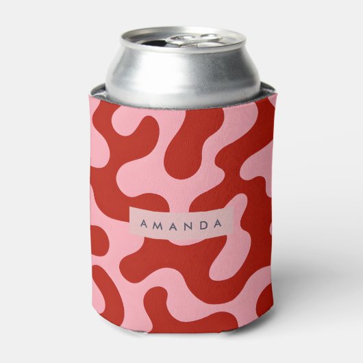 Personalized Playful Pink and Red Abstract Camo Blikjeskoeler (Blikje Voorkant)