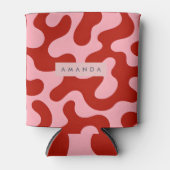 Personalized Playful Pink and Red Abstract Camo Blikjeskoeler (Voorkant)
