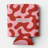 Personalized Playful Pink and Red Abstract Camo Blikjeskoeler (Achterkant)