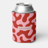 Personalized Playful Pink and Red Abstract Camo Blikjeskoeler (Blikje Achterkant)
