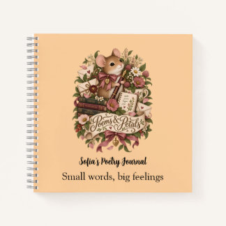 Personalized Poetry Journal – Cute Mouse Poetcore  Notitieboek