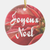 Personalized Poinsettia Joyeux Noel Keramisch Ornament (Voorkant)