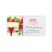 Personalized Poinsettia Mailbox "Merry Christmas" Etiket (Voorkant)