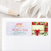 Personalized Poinsettia Mailbox "Merry Christmas" Etiket (Insitu)