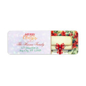 Personalized Poinsettia Mailbox "Merry Christmas" Etiket (Voorkant)