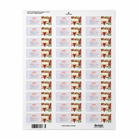 Personalized Poinsettia Mailbox "Merry Christmas" Etiket (Full Sheet)