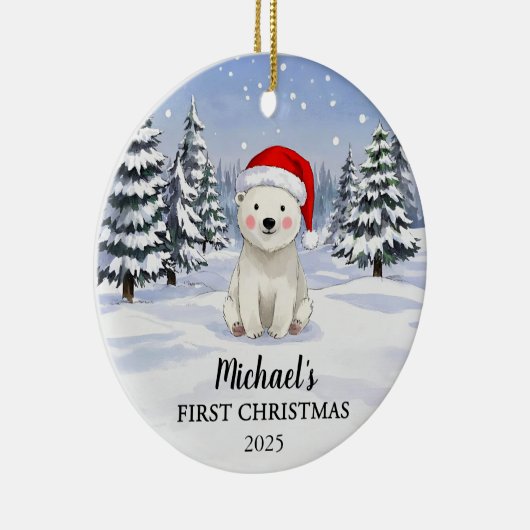 Personalized Polar Bear Baby Christmas Ornament (Rechts)