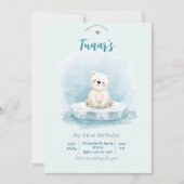 Personalized Polar Bear Birthday Invitation Kaart (Voorkant)