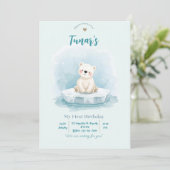 Personalized Polar Bear Birthday Invitation Kaart (Staand voorkant)