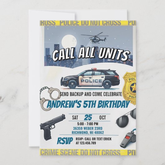 Personalized Police Birthday Party Kaart (Voorkant)