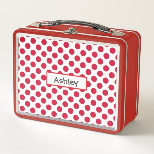 Personalized Polka Dot Metal Lunchbox (Voorkant)