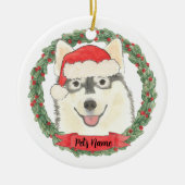 Personalized Pomsky Keramisch Ornament (Voorkant)