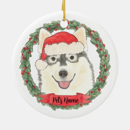 Personalized Pomsky Keramisch Ornament (Achterkant)