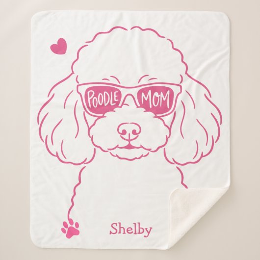 Personalized Poodle Blanket for Dog Mom  Rose Pink Sherpa Deken (Voorkant)
