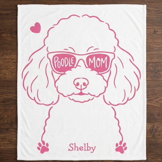 Personalized Poodle Blanket for Dog Mom  Rose Pink Sherpa Deken