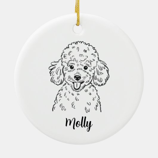 Personalized Poodle Dog Christmas Keramisch Ornament (Achterkant)