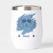 Personalized Poodle Dog Dad Ice Blue Wine Tumbler (Achterkant)