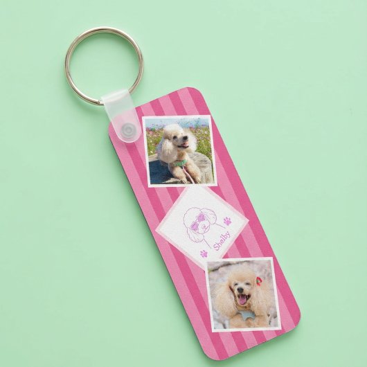 Personalized Poodle Photo Keychain with Name