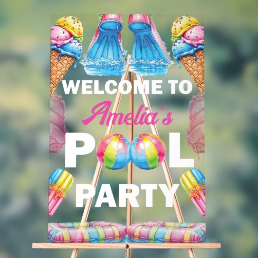 Personalized Pool Party Welcome Acryl Bord (Neutraal)