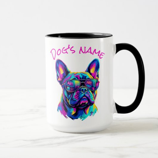 Personalized Pop Art French Bulldog NYC Neon Mok (Rechts)