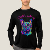 Personalized Pop Art French Bulldog NYC Neon Tri-Blend Shirt (Voorkant volledig)