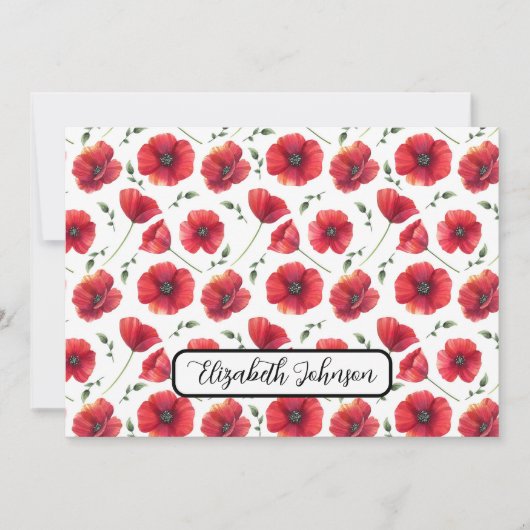 Personalized Poppies Floral Botanical Note Card Notitiekaartje (Voorkant)