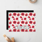 Personalized Poppies Floral Botanical Note Card Notitiekaartje (Voorkant / Achterkant in situ)