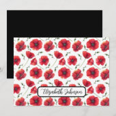 Personalized Poppies Floral Botanical Note Card Notitiekaartje (Voorkant / Achterkant)
